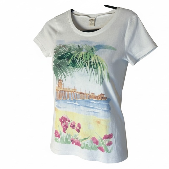 Lot of 2 Cream Summer Lightweight T-shirts Hollister American Eagle Size M/L - Picture 2 of 15